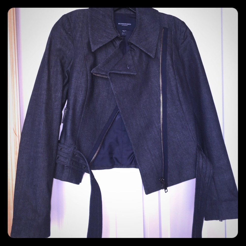 Authentic Burberry crop dark denim jacket
